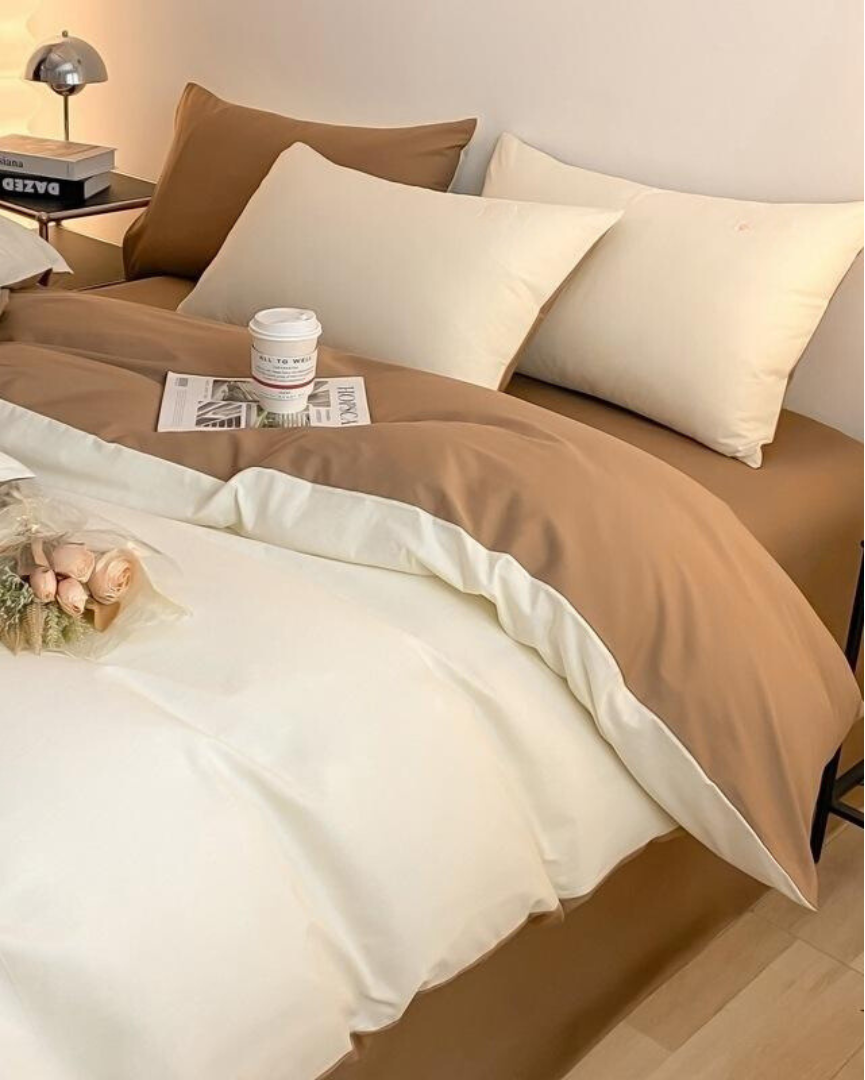 brown and white reversible dual-tone duvet cover colorful bedding usa made sheet set by ulap bedsheet us 